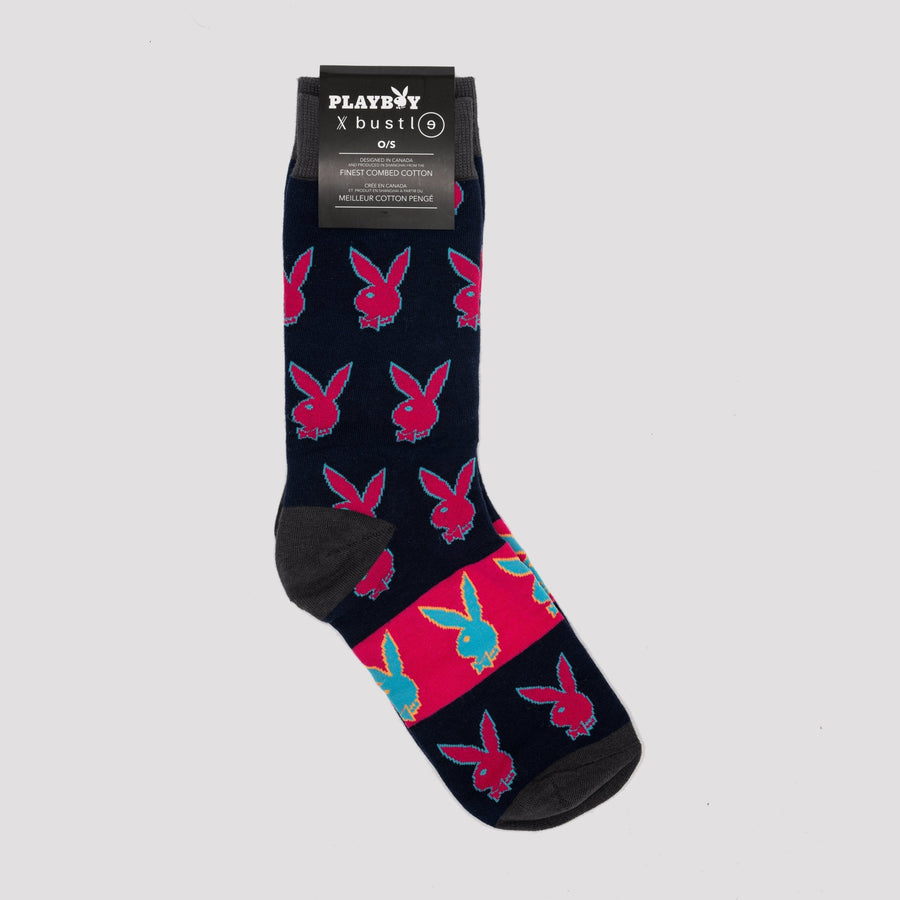 Playboy x Bustle | Accessories | Socks | Single Pair | Pink/Blue Repeat - bustleclothing.shop