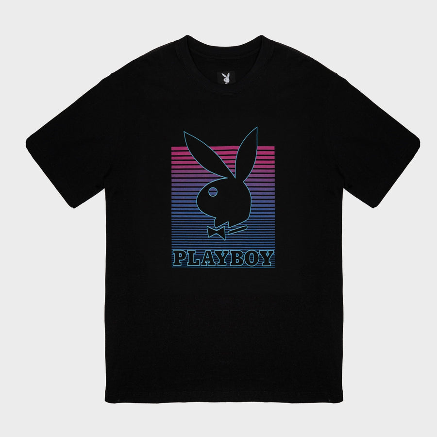 Playboy x Bustle | Heritage | Vintage Inspired T-Shirt | Black w/ Gradient Graphic - bustleclothing.shop