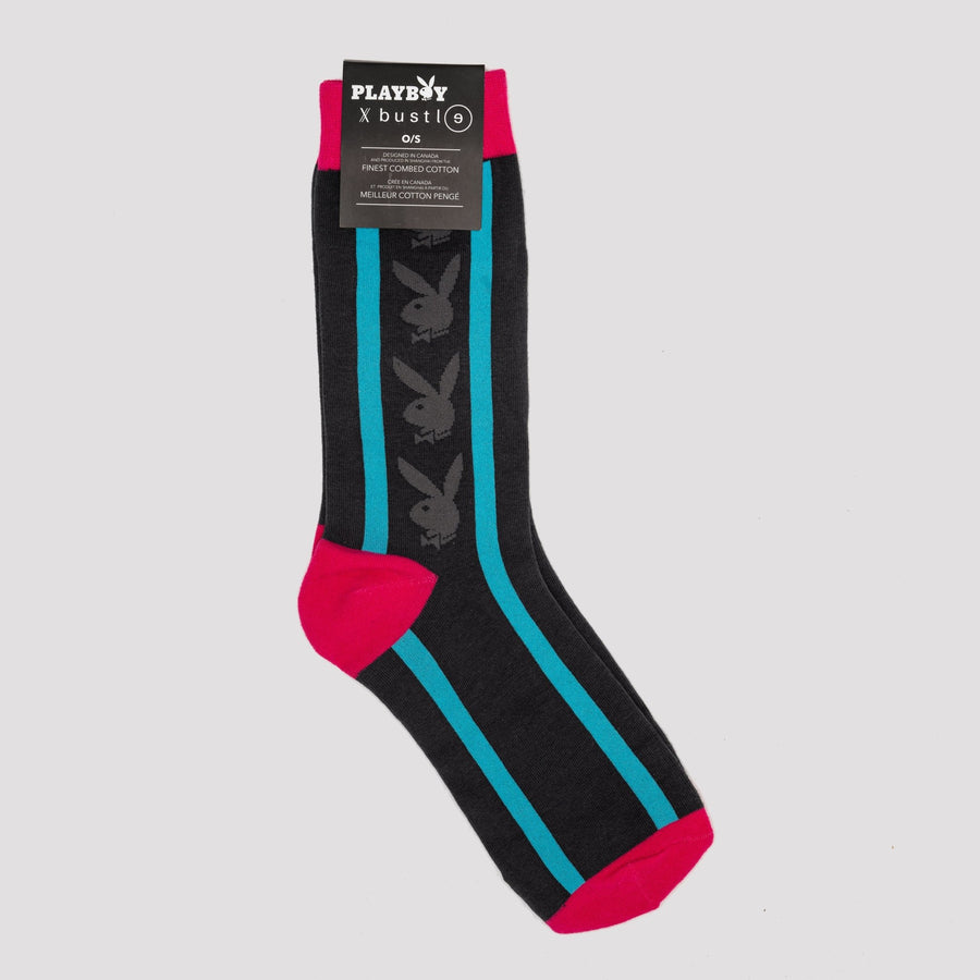 Playboy x Bustle | Accessories | Socks | Single Pair - Blue Stripe - bustleclothing.shop