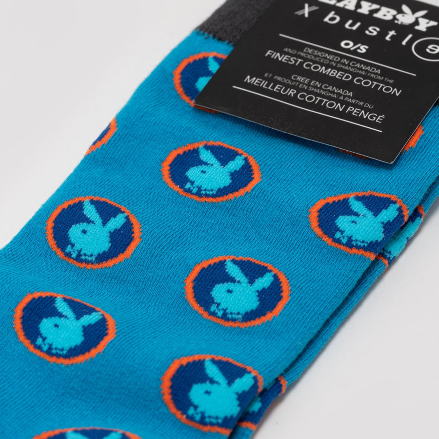 Playboy x Bustle | Accessories | Socks | Single Pair - Blue/Orange Polka Dots - bustleclothing.shop