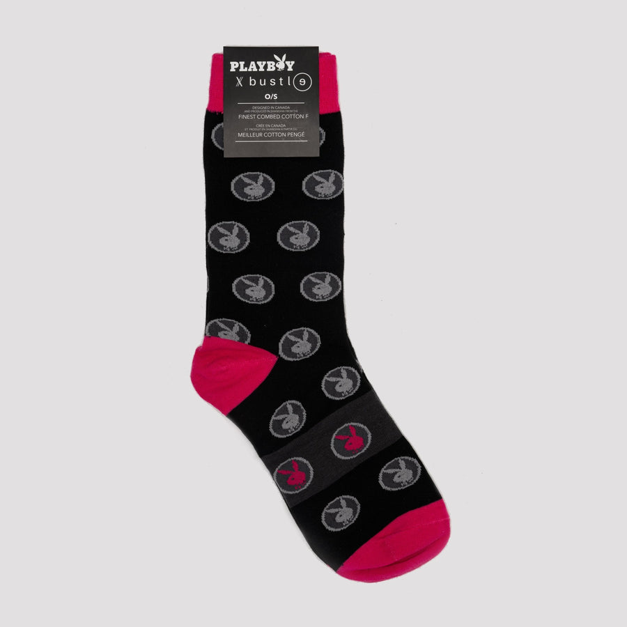 Playboy x Bustle | Accessories | Socks | Single Pair | Pink/Grey Polka Dots - bustleclothing.shop