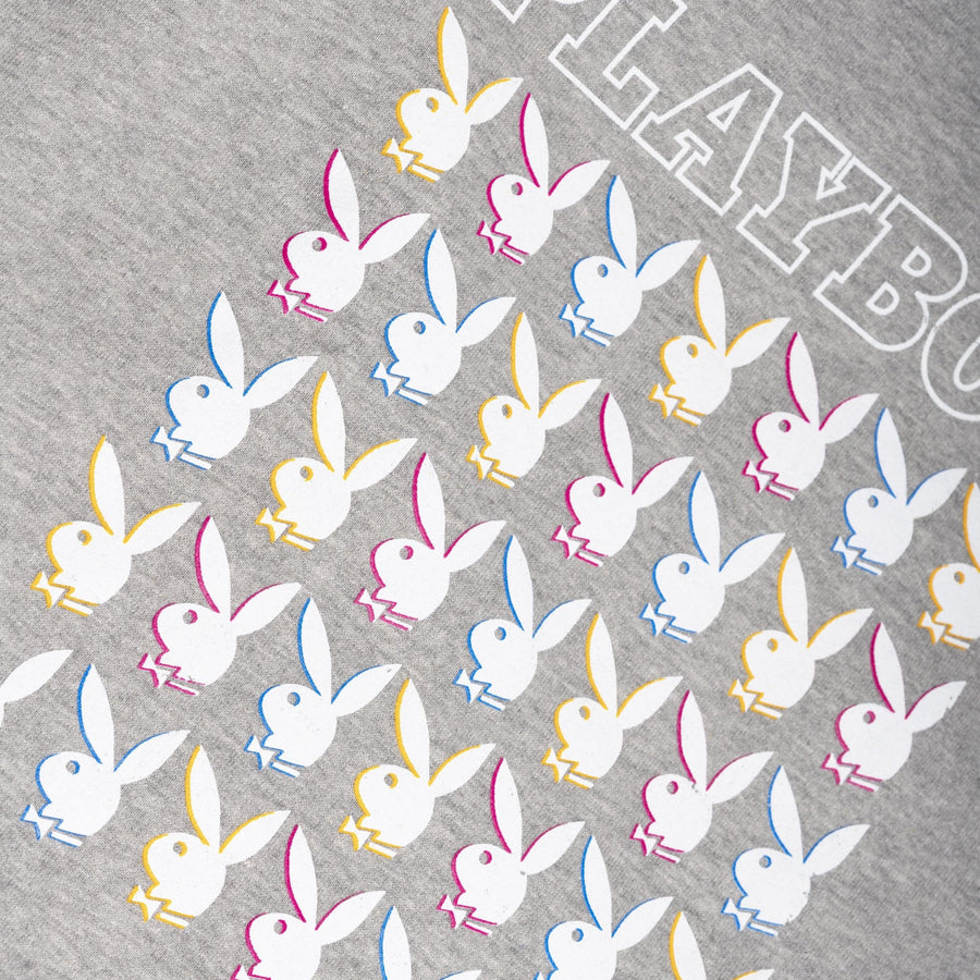 Playboy x Bustle | Millennial | Crewneck | Grey w Repeating Rabbit Heads - bustleclothing.shop