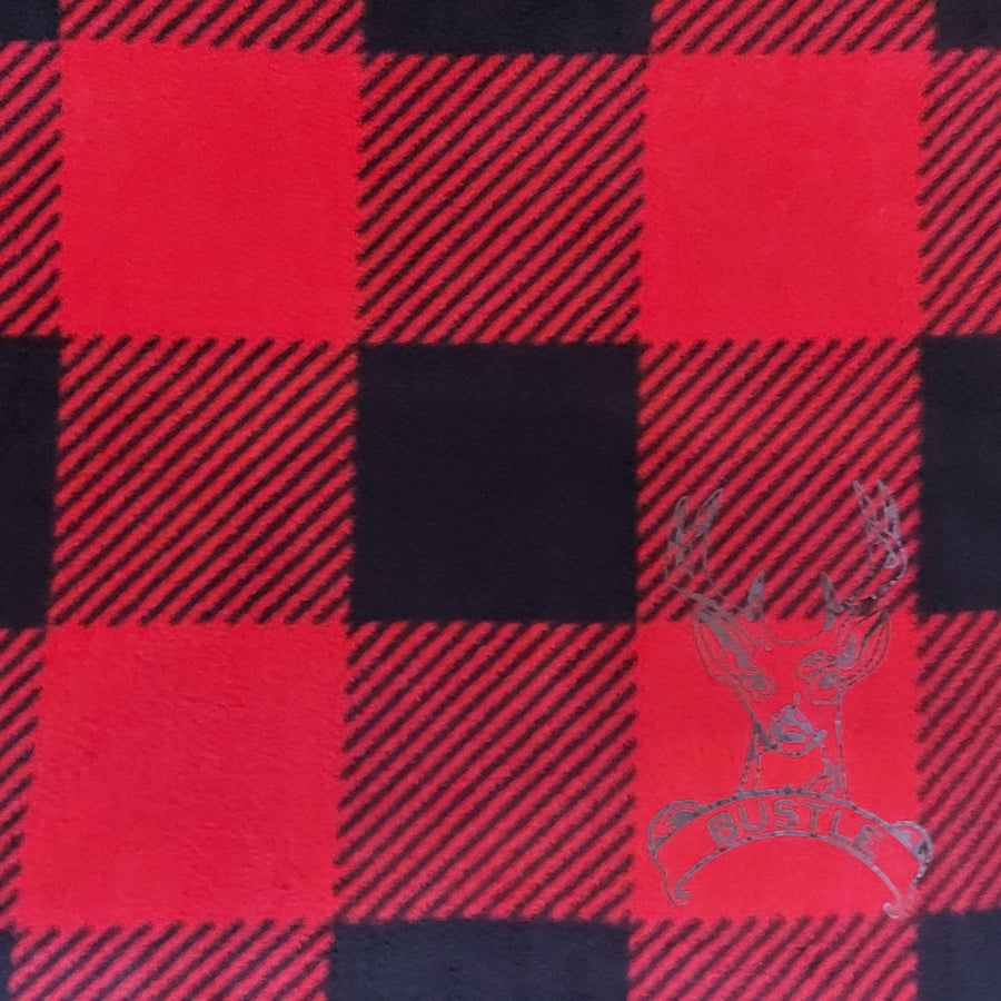 Polar Fleece Wearable Throw BLANKET Black/Red Buffalo Check (oversize print) - bustleclothing.shop