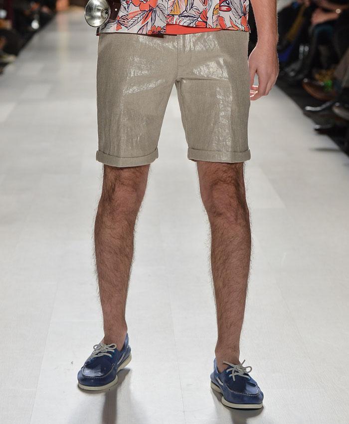 Tan Metallic Linen Shorts with Cuff - bustleclothing.shop