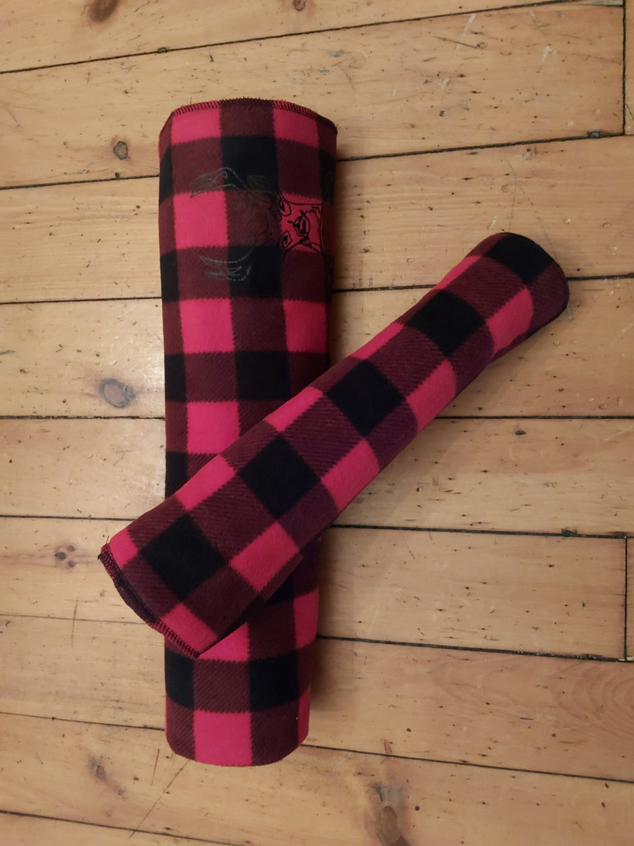 Wearable Throw Blankets with Matching Extra Long Scarf Set - Black/Red Buffalo Check - bustleclothing.shop